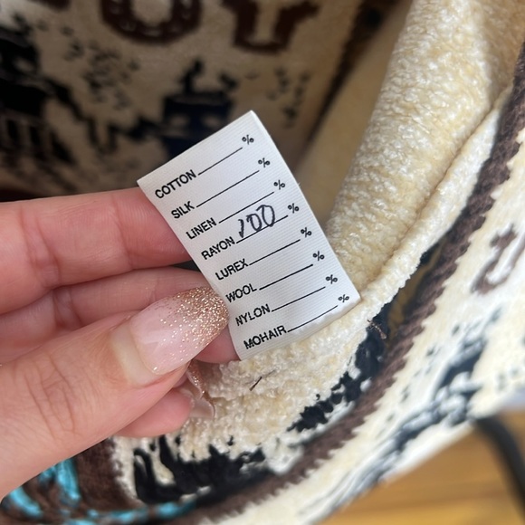 HILARY SMITH Southwestern Cowboy Chenille Tribal Cardigan Sweater Concho Buttons - Picture 10 of 15